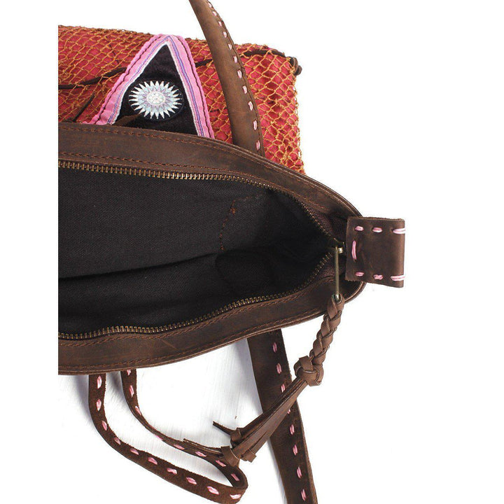 Hemp Net Leather Shoulder Bag - Thailand-Bags-Wichai Shop-Lumily MZ Fair Trade Nena & Co Hiptipico Novica Lucia's World emporium