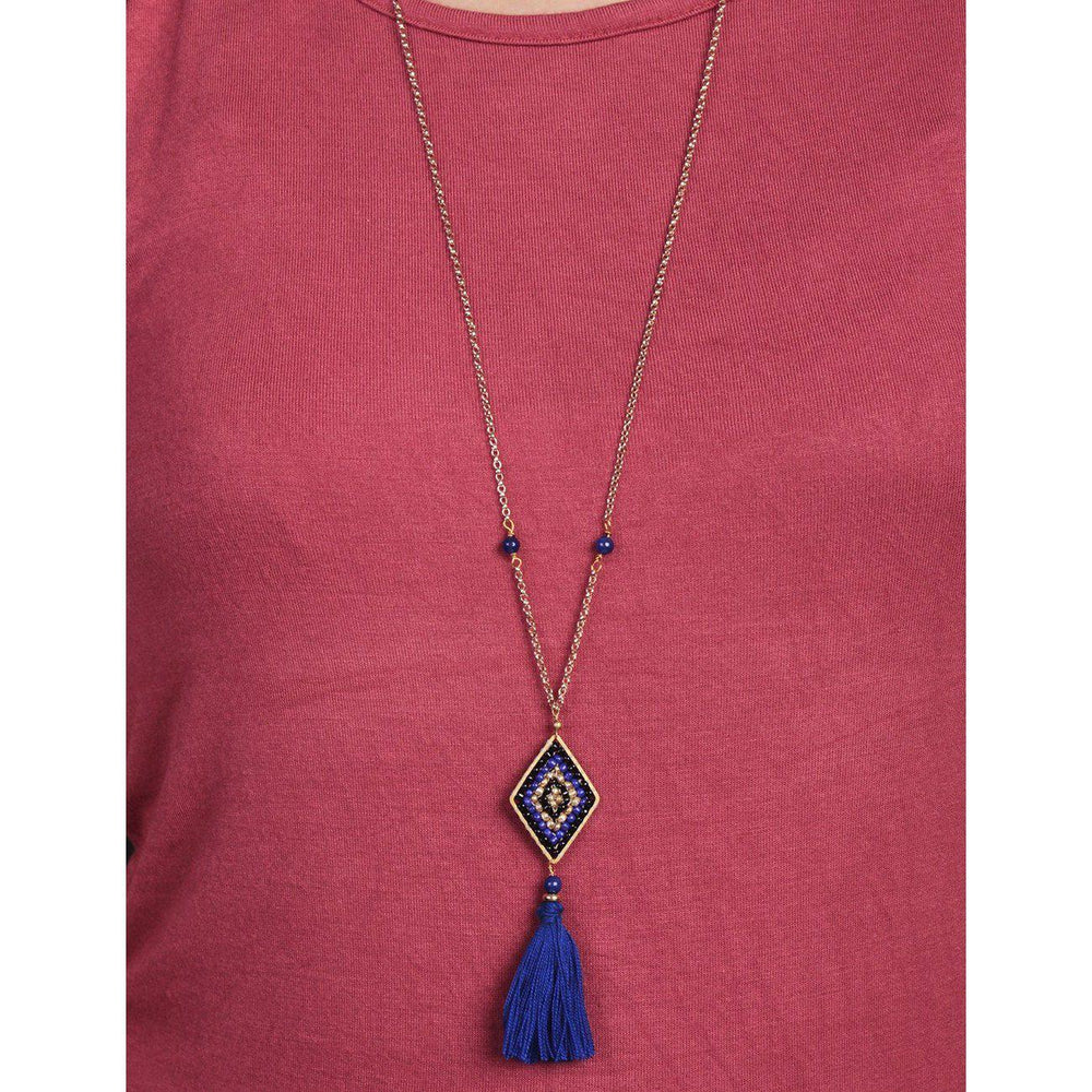 Hmong Blue Diamond Tassel Necklace - Thailand-Jewelry-VKP Handicraft-Lumily MZ Fair Trade Nena & Co Hiptipico Novica Lucia's World emporium