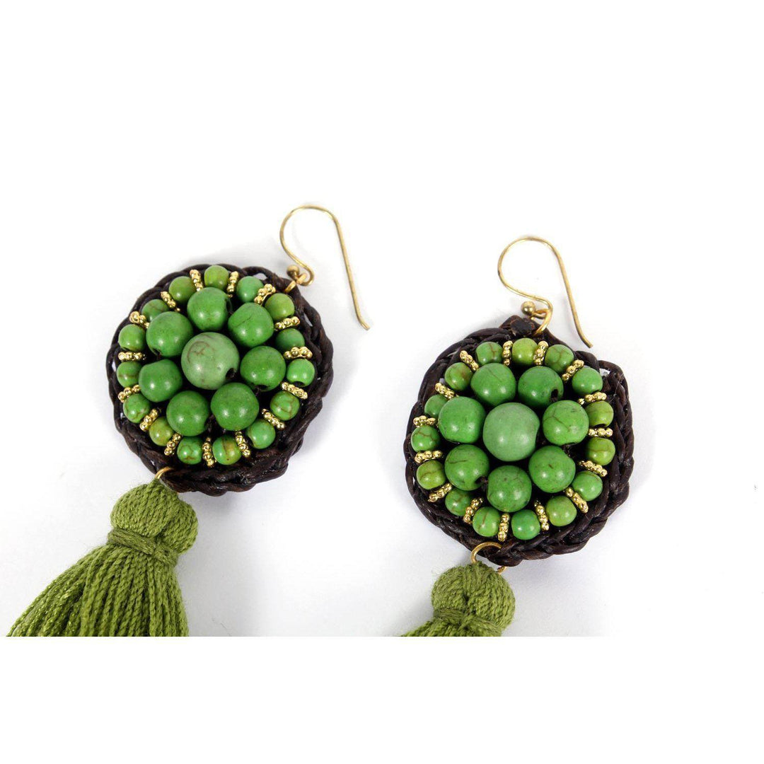 Hmong Circle Tassel Earrings - Thailand-Jewelry-VKP Handicraft-Lumily MZ Fair Trade Nena & Co Hiptipico Novica Lucia's World emporium