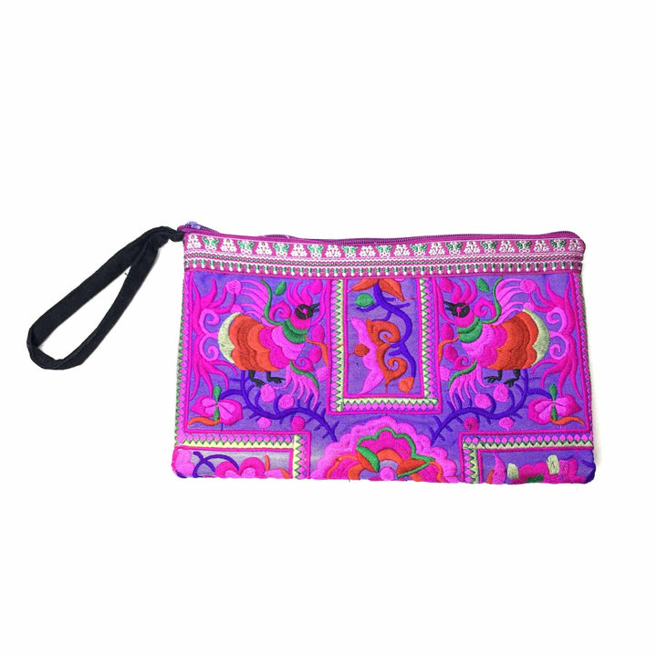 Sarita Hmong Embroidered Wristlet - Thailand-Bags-Wichai Shop-Purple-Lumily MZ Fair Trade Nena & Co Hiptipico Novica Lucia's World emporium
