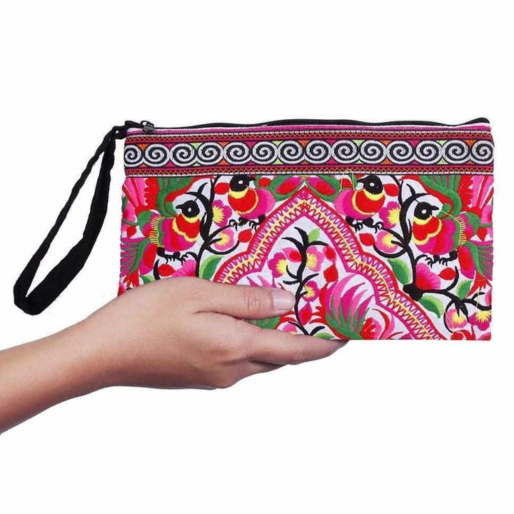 Sarita Hmong Embroidered Wristlet - Thailand-Bags-Wichai Shop-Lumily MZ Fair Trade Nena & Co Hiptipico Novica Lucia's World emporium