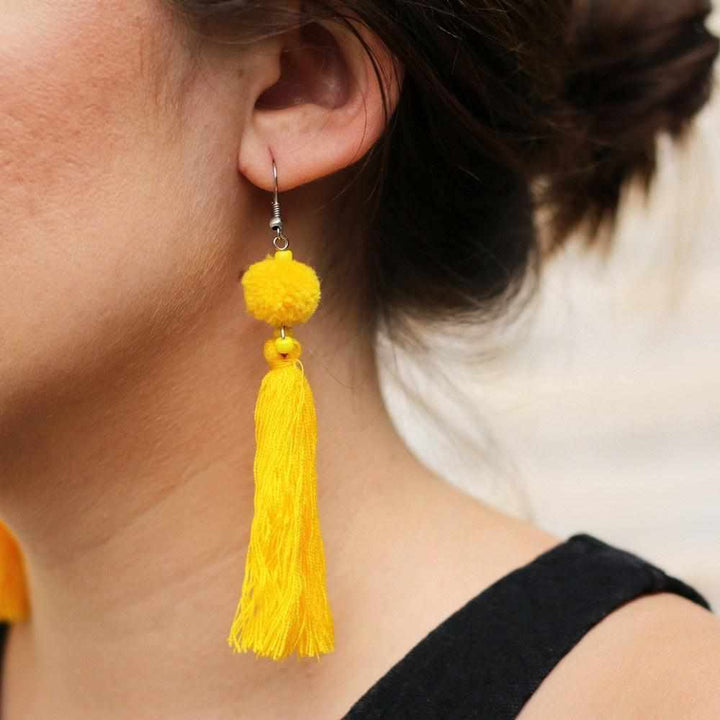 Hmong PomPom Tassel Earrings - Thailand-Jewelry-VKP Handicraft-Lumily MZ Fair Trade Nena & Co Hiptipico Novica Lucia's World emporium