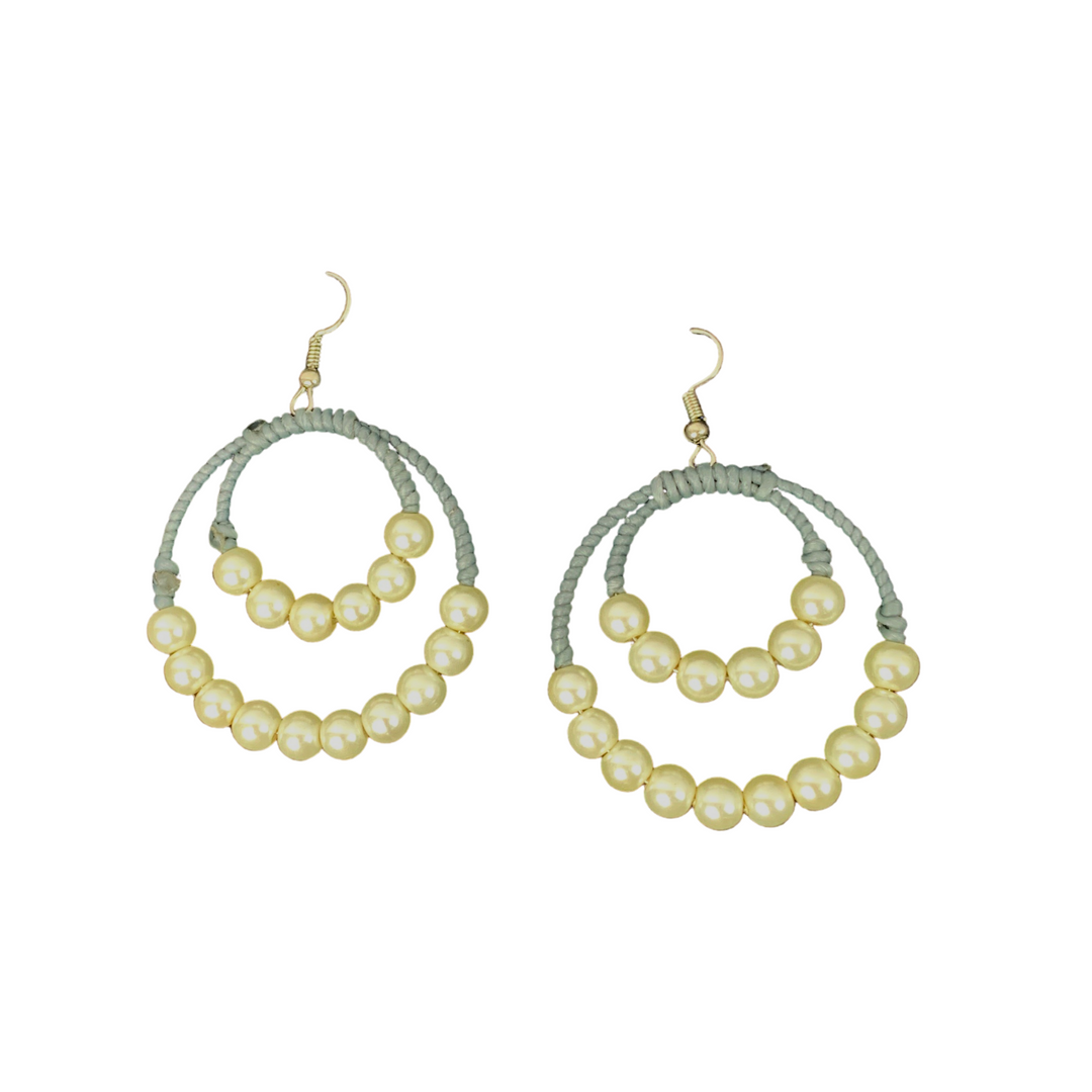 Gemstone Orbit Hoop Earrings - Thailand-Jewelry-Lumily-Pearl & Grey-Lumily MZ Fair Trade Nena & Co Hiptipico Novica Lucia's World emporium