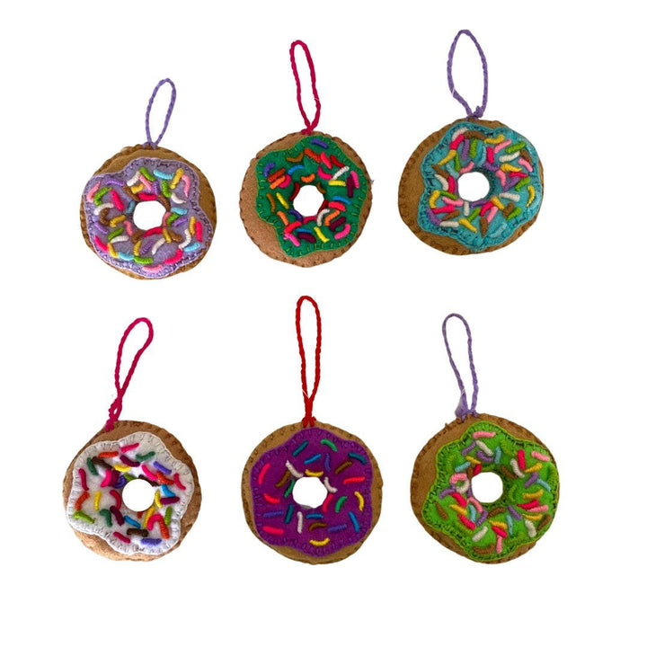 Donut Felt Embroidered Ornament - Mexico-Decor-Rebeca y Francisco (Mexico)-6 Pack-Lumily MZ Fair Trade Nena & Co Hiptipico Novica Lucia's World emporium