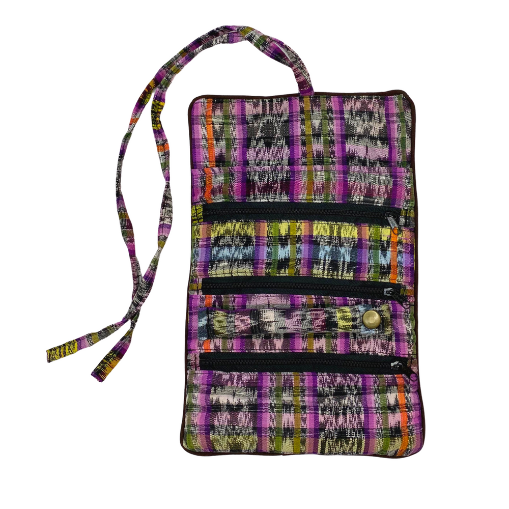 Jewelry Roll Textile Upcycled w/ Zippered Pockets- Guatemala-Bags-Lumily-Lumily MZ Fair Trade Nena & Co Hiptipico Novica Lucia's World emporium