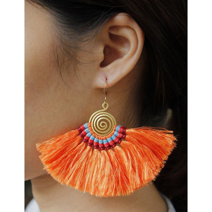 Large Half Moon Tassel Earrings - Thailand-Jewelry-Kannika Chimkam-Lumily MZ Fair Trade Nena & Co Hiptipico Novica Lucia's World emporium