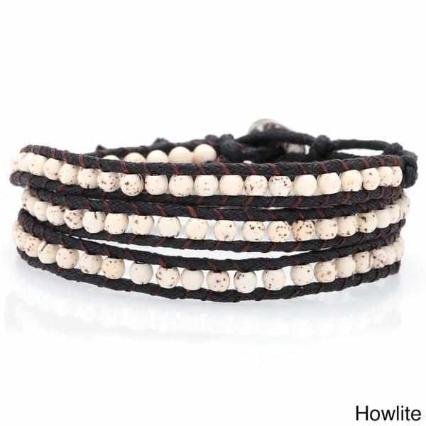 Three Wrap Bracelet with Leather & Beads - Thailand-Jewelry-Lumily-Winter-Lumily MZ Fair Trade Nena & Co Hiptipico Novica Lucia's World emporium