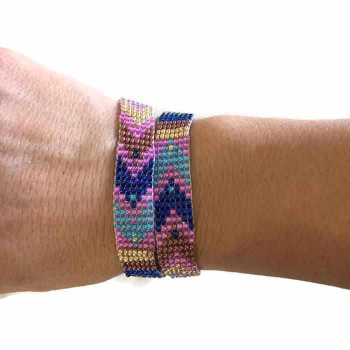 Lily Choker / Wrap Bracelet - Guatemala-Jewelry-Lumily-Pink & Blue-Lumily MZ Fair Trade Nena & Co Hiptipico Novica Lucia's World emporium