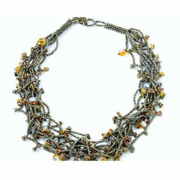 Luzy Beaded Adjustable Necklace - Guatemala-Jewelry-Lumily-Mocha-Lumily MZ Fair Trade Nena & Co Hiptipico Novica Lucia's World emporium