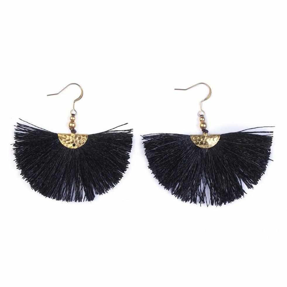 Mini Cleo Tassel Earrings - Thailand-Jewelry-Nu Shop-Black-Lumily MZ Fair Trade Nena & Co Hiptipico Novica Lucia's World emporium