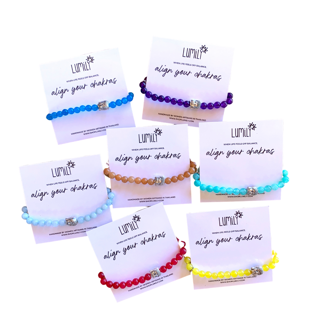 Namaste Chakra Elastic Bracelet - Thailand-Jewelry-Lumily-Lumily MZ Fair Trade Nena & Co Hiptipico Novica Lucia's World emporium