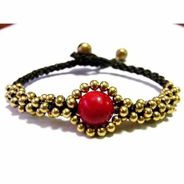 Ojo Brass Adjustable Bracelet - Thailand-Jewelry-Lumily-Red-Lumily MZ Fair Trade Nena & Co Hiptipico Novica Lucia's World emporium