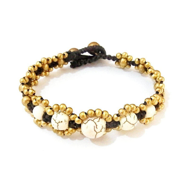 Orbit Stone Brass Adjustable Bead Bracelet - Thailand-Jewelry-Lumily-Winter-Lumily MZ Fair Trade Nena & Co Hiptipico Novica Lucia's World emporium