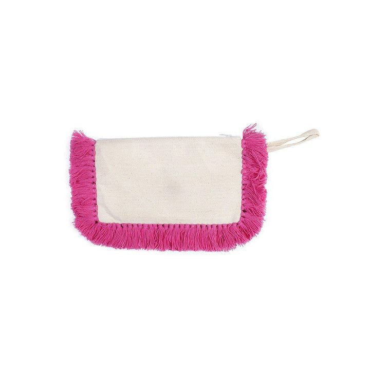 Organic Cotton Fringe Tassel Wristlet - Thailand-Bags-A Wel-Pink-Large-White Zipper-Lumily MZ Fair Trade Nena & Co Hiptipico Novica Lucia's World emporium