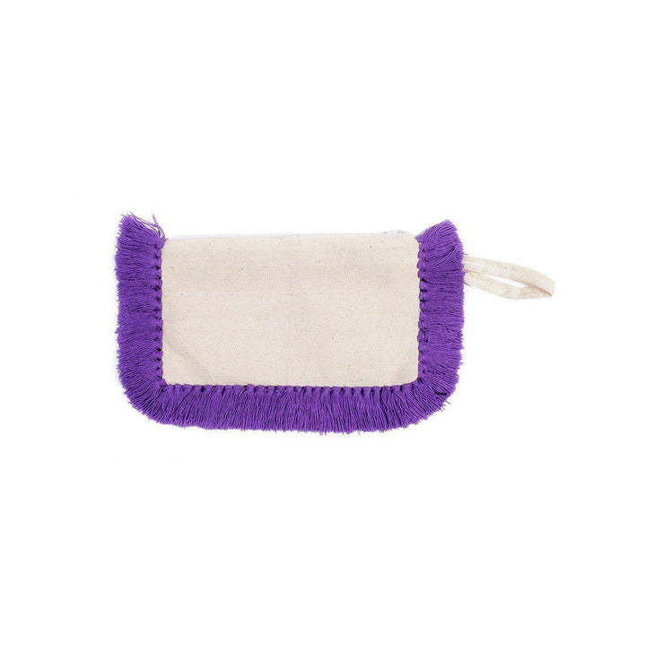 Organic Cotton Fringe Tassel Wristlet - Thailand-Bags-A Wel-Purple-Large-White Zipper-Lumily MZ Fair Trade Nena & Co Hiptipico Novica Lucia's World emporium