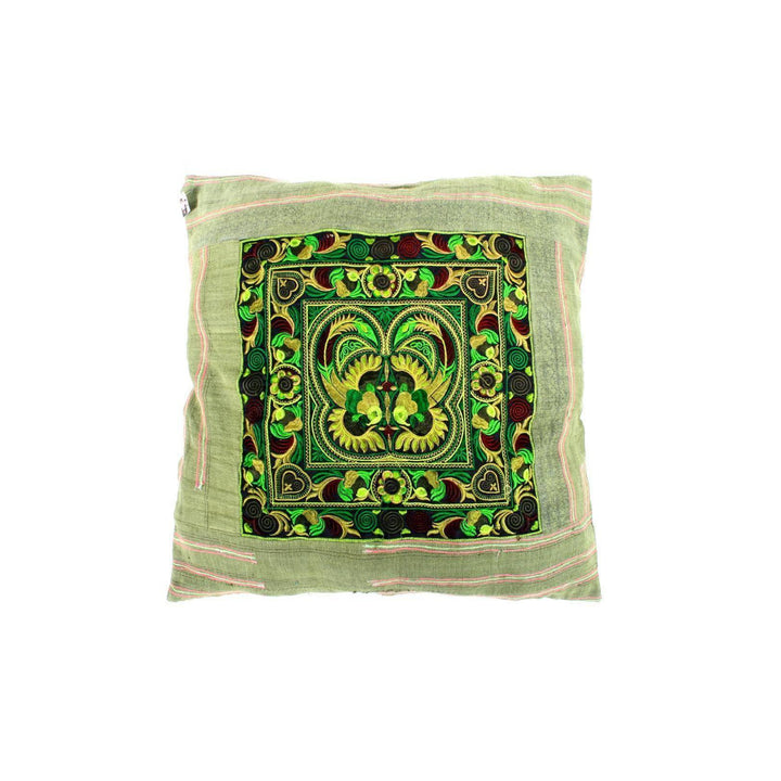 Oversized Sunan Embroidered Pillow Cover - Thailand-Decor-Lumily-Green-Lumily MZ Fair Trade Nena & Co Hiptipico Novica Lucia's World emporium