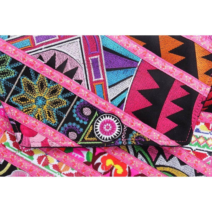 Patchwork Embroidered Clutch / iPad Bag - Thailand-Bags-Ae (Thailand)-Pink-Lumily MZ Fair Trade Nena & Co Hiptipico Novica Lucia's World emporium