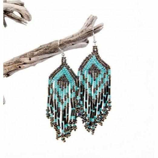 Alegria Seed Bead Earrings - Guatemala-Jewelry-Lumily-Turquoise Mocha-Lumily MZ Fair Trade Nena & Co Hiptipico Novica Lucia's World emporium