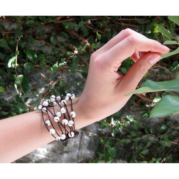 Pearl Cuff Handmade Bracelet - Thailand-Jewelry-Lumily-Lumily MZ Fair Trade Nena & Co Hiptipico Novica Lucia's World emporium