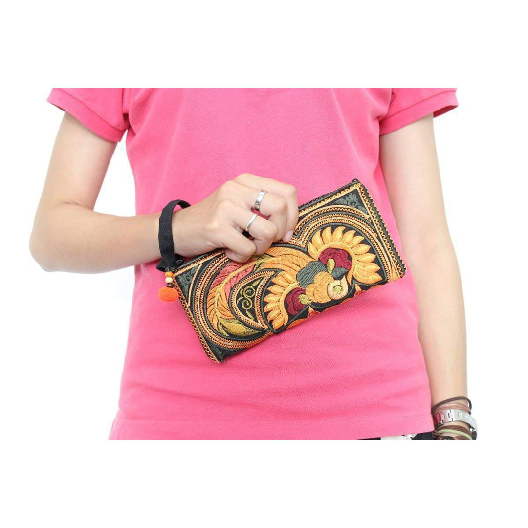 Quetzal Embroidered Wristlet (Assorted) - Thailand-Bags-Lumily-Lumily MZ Fair Trade Nena & Co Hiptipico Novica Lucia's World emporium