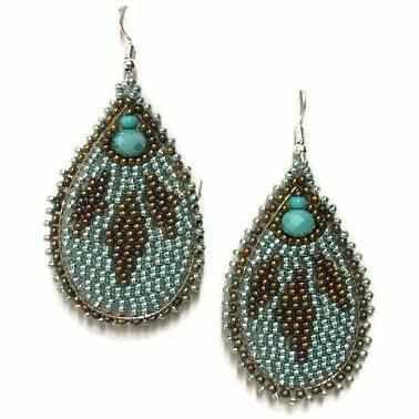 Raindrop Seed Bead Earrings - Guatemala-Jewelry-Lumily-Green-Lumily MZ Fair Trade Nena & Co Hiptipico Novica Lucia's World emporium