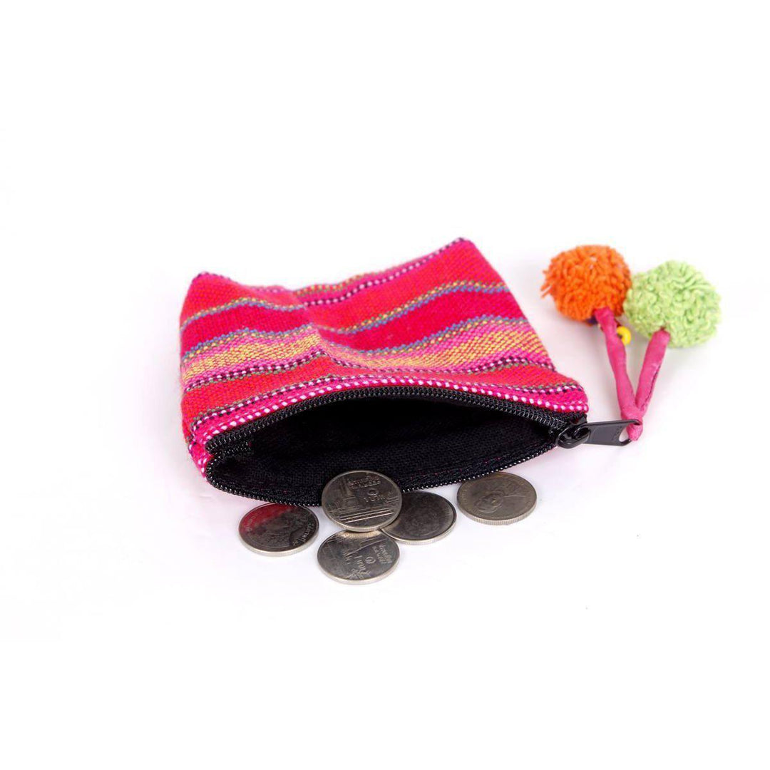 Pink Woven Karen Fabric Hmong Coin Pouch - Thailand-Coin Purses-Pranee Shop-Lumily MZ Fair Trade Nena & Co Hiptipico Novica Lucia's World emporium