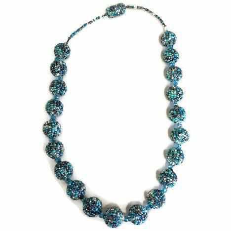Shiva Magnetic Seed Bead Necklace - Guatemala-Jewelry-Lumily-Blue-Lumily MZ Fair Trade Nena & Co Hiptipico Novica Lucia's World emporium