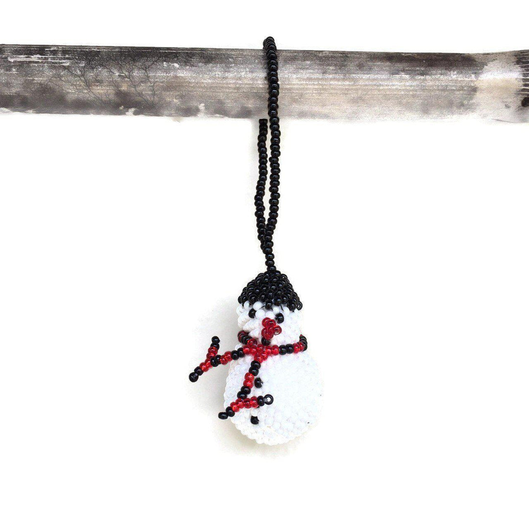 Snowman Seed Bead Ornament - Guatemala-Decor-Claudia (Topaca - GU)-Lumily MZ Fair Trade Nena & Co Hiptipico Novica Lucia's World emporium