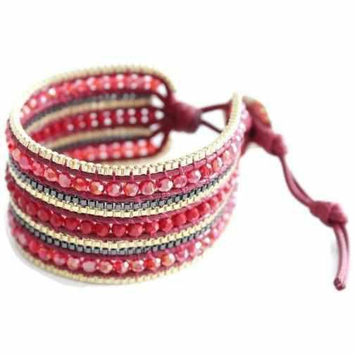 Sol Glass Beaded Gold Chain Elegant Bracelet - Thailand-Jewelry-Lumily-Lumily MZ Fair Trade Nena & Co Hiptipico Novica Lucia's World emporium