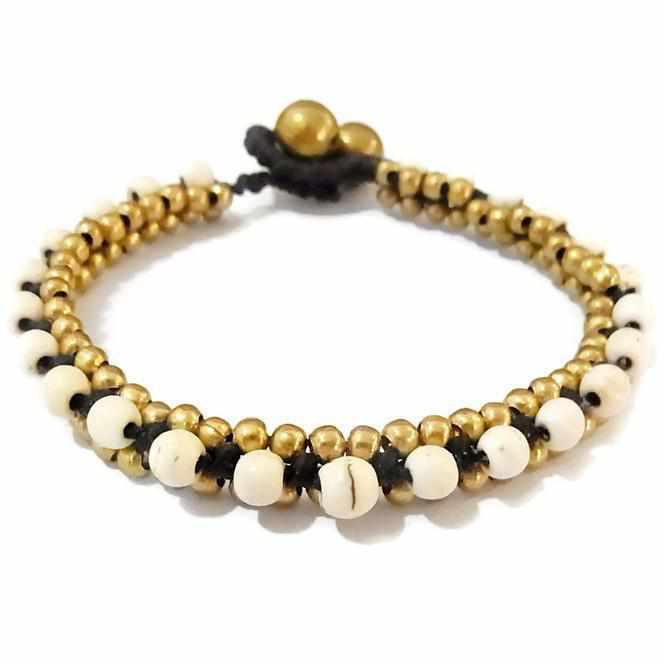 Stackable Bracelet with Brass Beads - Thailand-Jewelry-Lumily-Winter-Lumily MZ Fair Trade Nena & Co Hiptipico Novica Lucia's World emporium