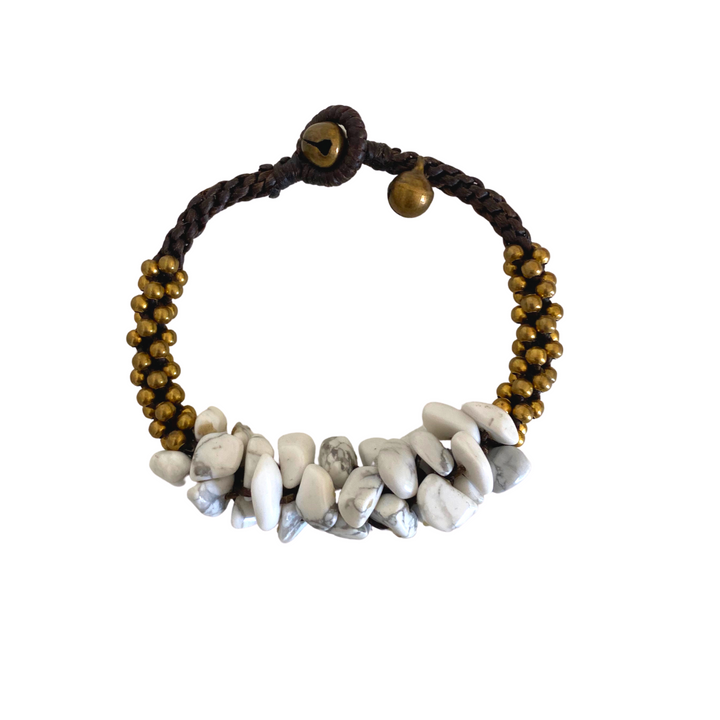 Cluster Brass Bead & Stone Bracelet - Thailand-Bracelets-Lumily-Lumily MZ Fair Trade Nena & Co Hiptipico Novica Lucia's World emporium