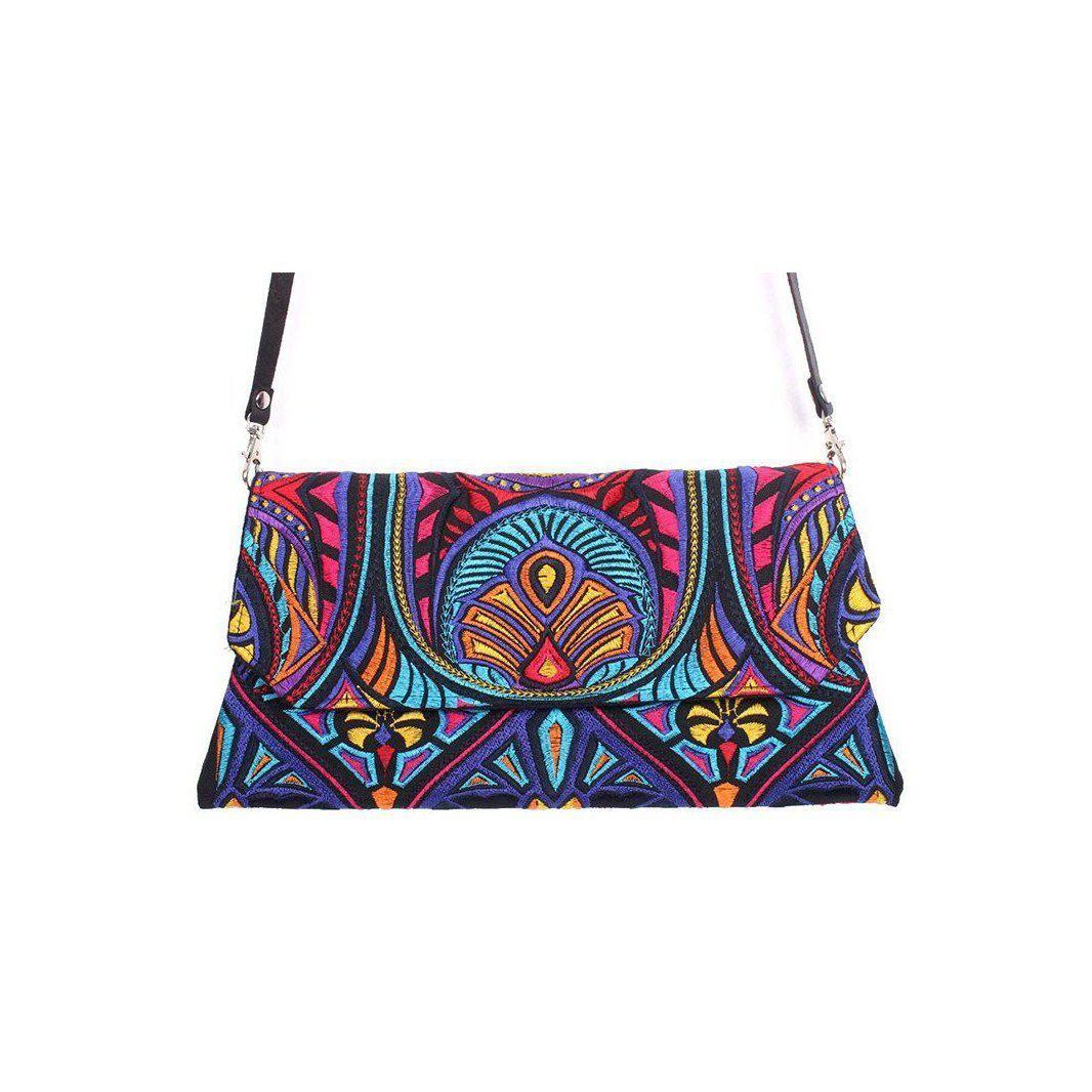 Embroidered Convertible Clutch | Crossbody Bag - Thailand-Bags-Lumily-Black-Lumily MZ Fair Trade Nena & Co Hiptipico Novica Lucia's World emporium