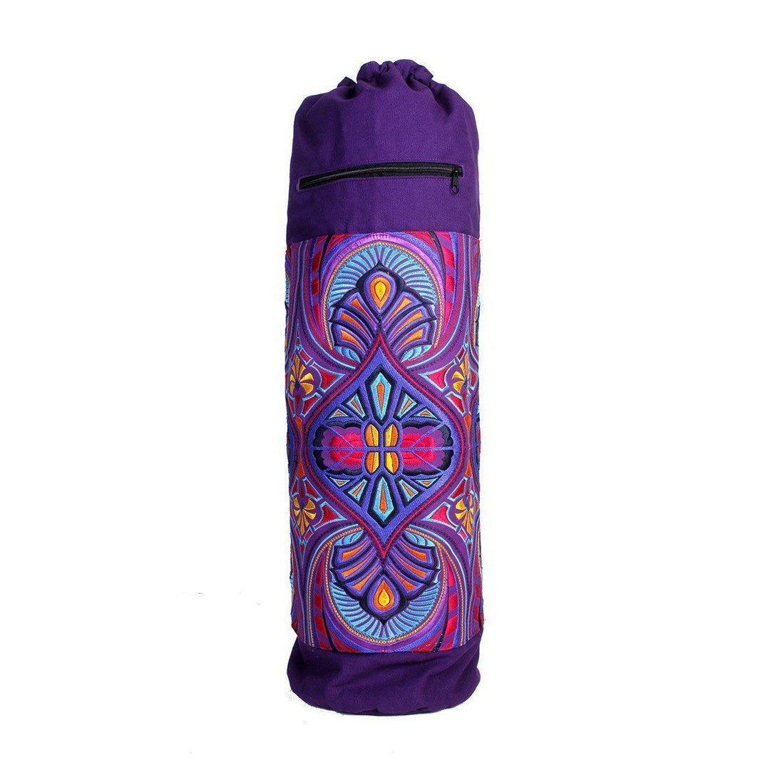 Blue Bird Pattern Hmong Embroidered Yoga Mat Bag From Thailand