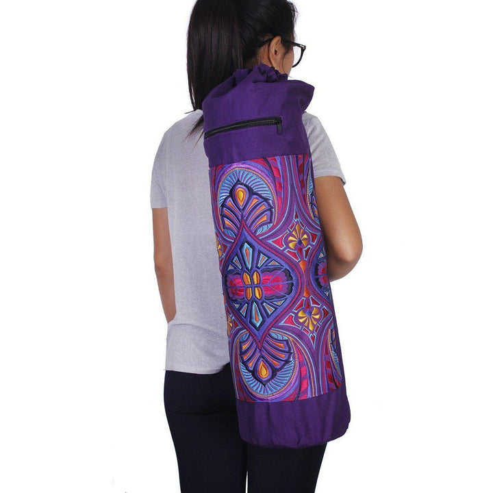 Tahj Embroidered Hmong Yoga Bag - Thailand-Bags-Lumily-Purple-Lumily MZ Fair Trade Nena & Co Hiptipico Novica Lucia's World emporium