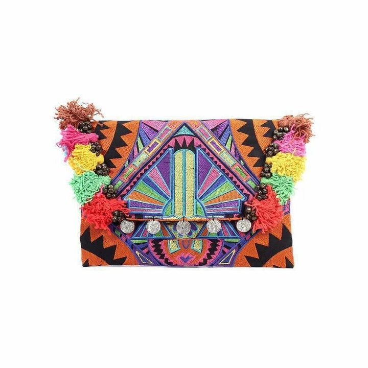 Embroidered Multi Tassel Clutch Bag | IPad Case - Thailand-Bags-Lumily-Tahj-Lumily MZ Fair Trade Nena & Co Hiptipico Novica Lucia's World emporium