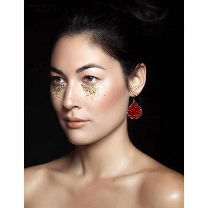 Teardrop Glass Bead Earrings - Thailand-Jewelry-Kannika Chimkam-Red-Lumily MZ Fair Trade Nena & Co Hiptipico Novica Lucia's World emporium