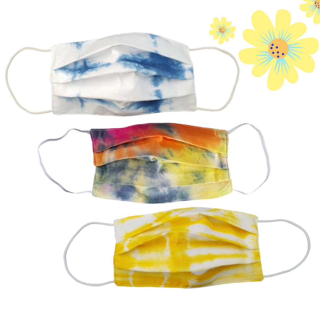 Tie Dye Pleated Face Mask with Filter Pocket - Thailand-Apparel-Beautiful Bags-Multicolor Adjustable-Lumily MZ Fair Trade Nena & Co Hiptipico Novica Lucia's World emporium