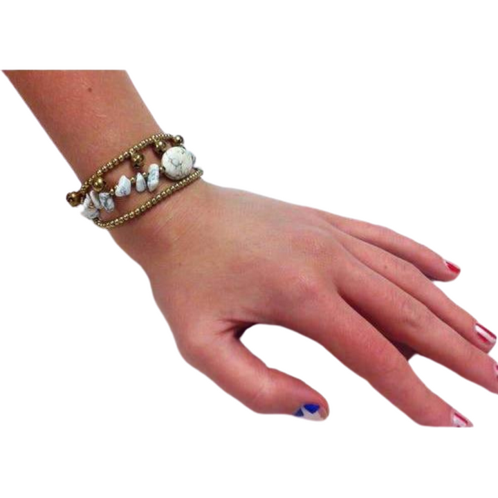 Triplicity Brass Bead Adjustable Bracelet - Thailand-Jewelry-Lumily-Lumily MZ Fair Trade Nena & Co Hiptipico Novica Lucia's World emporium
