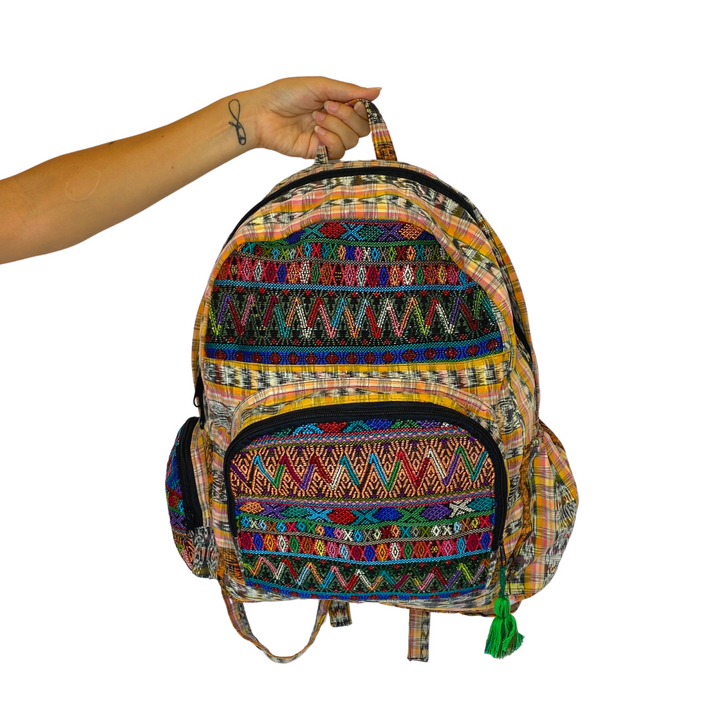 Volcano Huipil Upcycled Backpack - Guatemala-Bags-Lumily-Lumily MZ Fair Trade Nena & Co Hiptipico Novica Lucia's World emporium