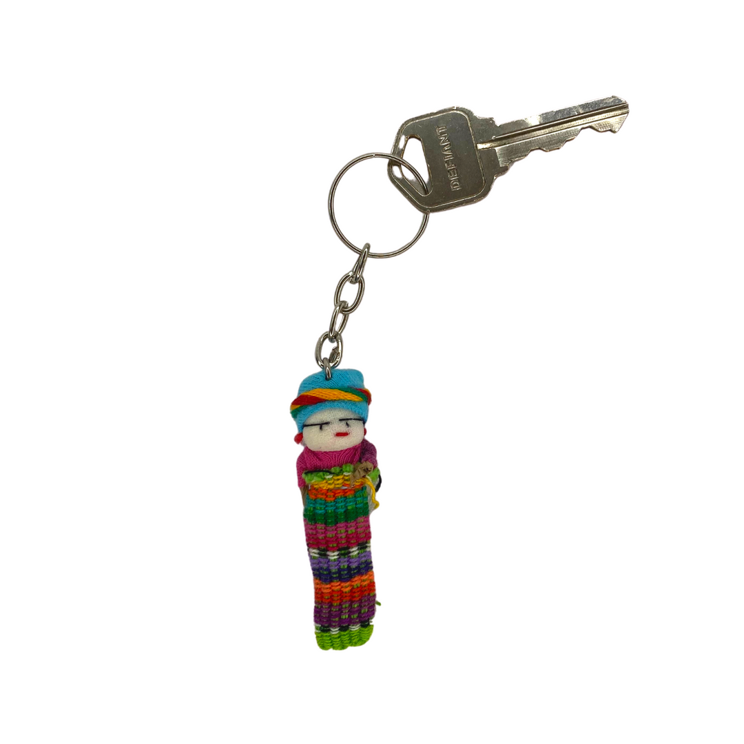 Worry Doll Boho Multicolor Key Chain - Guatemala-Keychains-Claudia (Topaca - GU)-Lumily MZ Fair Trade Nena & Co Hiptipico Novica Lucia's World emporium