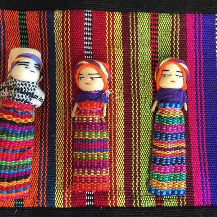 Woven Worry Doll Multicolor Pouch - Guatemala
