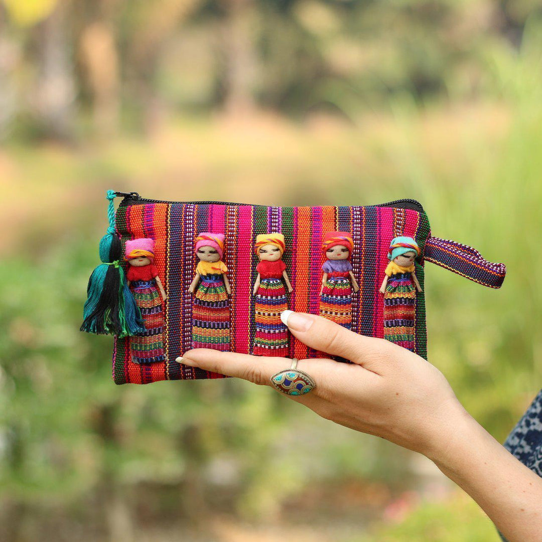 Woven Worry Doll Multicolor Pouch - Guatemala-Bags-Laura y Francisco (GU)-Lumily MZ Fair Trade Nena & Co Hiptipico Novica Lucia's World emporium